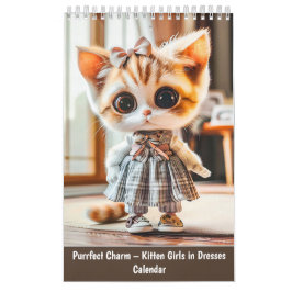 Purrfekter Charme – Kätzchen-Mädchen in Kleidern Kalender