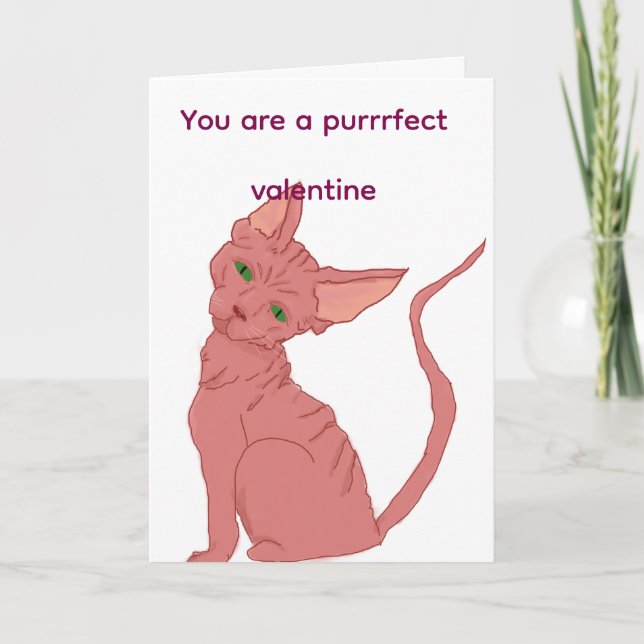 Purrfektes Valentinstag-Sphinx-Katzen-Kärtchen  Feiertagskarte (Vorderseite)