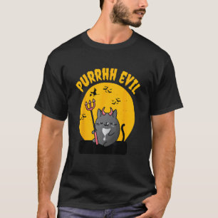 Purrhh Evil - Halloween schwarze gruselige Katze T-Shirt