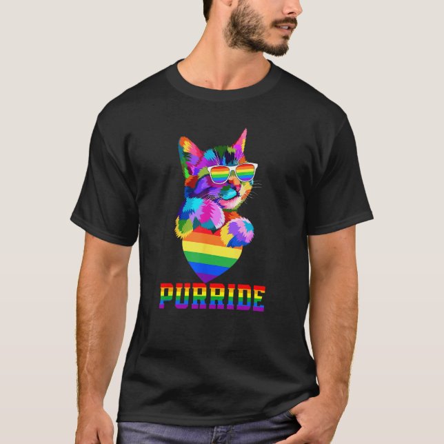 Purride Cat Gay Pride LGBT Month 2023 LGBT Love Ca T-Shirt (Vorderseite)