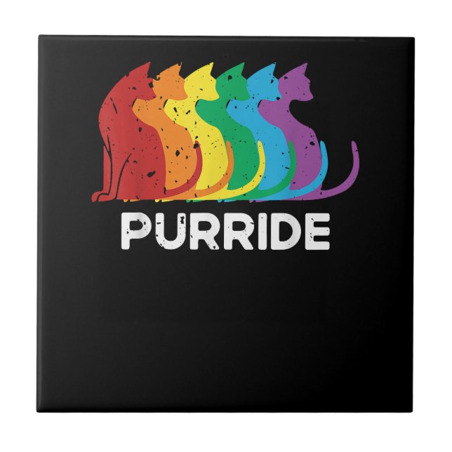 Purride Cat Pride Ally LGBT Community Rainbow Prid Fliese (Vorderseite)