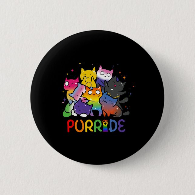 Purride Cat Pride Ally Lgbt Rainbow Animal Liebhab Button (Vorderseite)