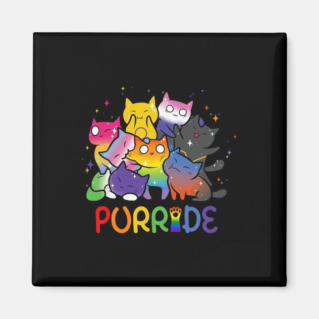 Purride Cat Pride Ally Lgbt Rainbow Animal Liebhab Magnet (Vorne)