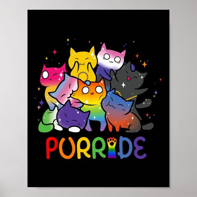 Purride Cat Pride Ally Lgbt Rainbow Animal Liebhab Poster (Vorne)