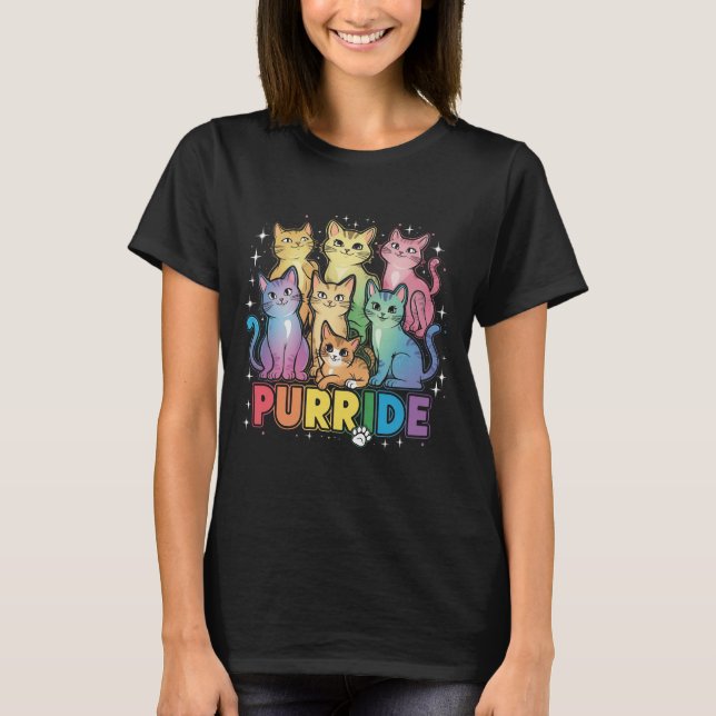 Purride Cat Pride Ally LGBT Rainbow Animal Pet Lov T-Shirt (Vorderseite)