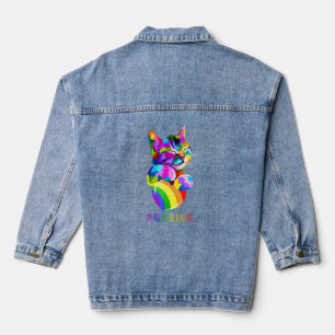 Purride Cat Pride farbenfrohe LGBT Rainbow Jeansjacke