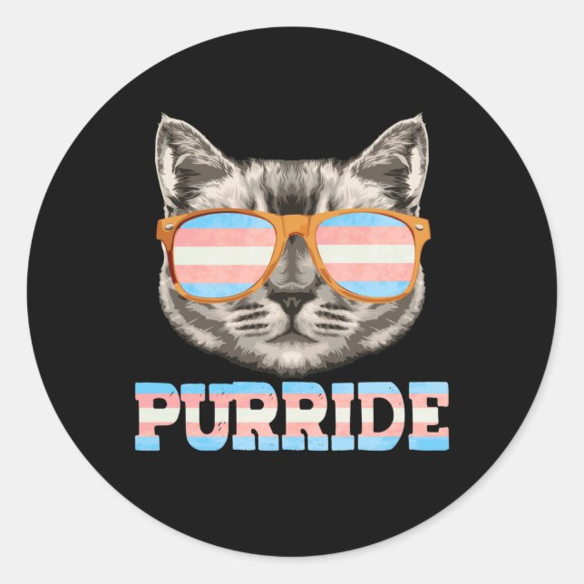 Purride Cat Pride LGBT Transgender Flag Trans Begl Runder Aufkleber (Vorderseite)