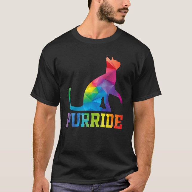 Purride Cat  Pride Month Gay Rights Rainbow Cat T-Shirt (Vorderseite)