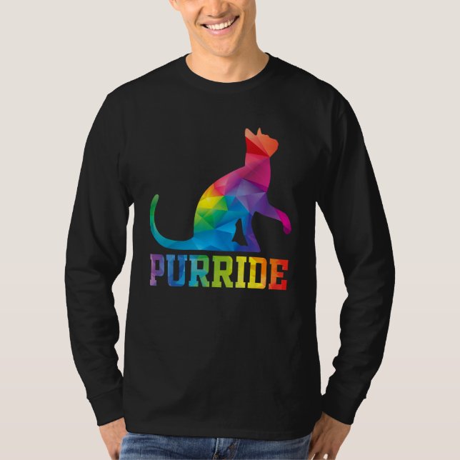 Purride Cat  Pride Month Gay Rights Rainbow Cat T-Shirt (Vorderseite)