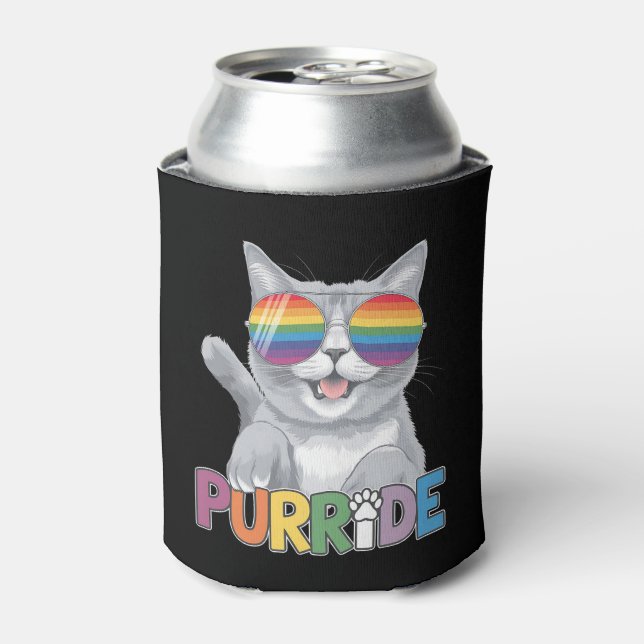 Purride Cat Sonnenbrille Gay Pride Rainbow LGBTQ Dosenkühler (Kanne Vorderseite)