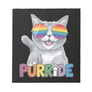 Purride Cat Sonnenbrille Gay Pride Rainbow LGBTQ Notizblock