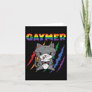 Purride Cat Video Game Gamer Lgbtq Rainbow Flag GG Karte