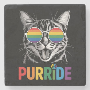 Purride Katze Schwul Lesbisch Regenbogen LGBTQ Ver Steinuntersetzer