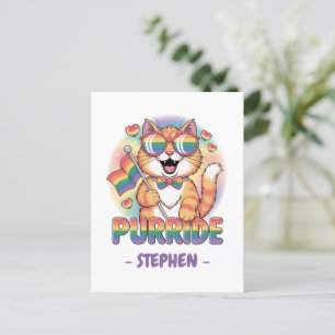 Purride - Orangefarbene Katze mit eigenem LGBTQ-Fl Postkarte