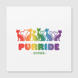 Purride - Rainbow Cat Silhouette LGBTQ+ Pride Puff Magnetkarte