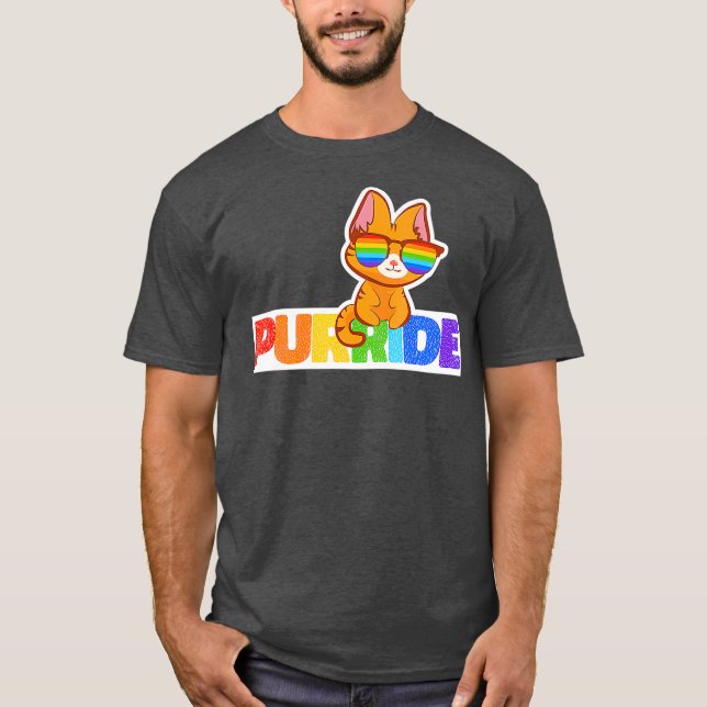 Purride Rainbow Flag Cat Funny Pride Kitten Gesche T-Shirt (Vorderseite)
