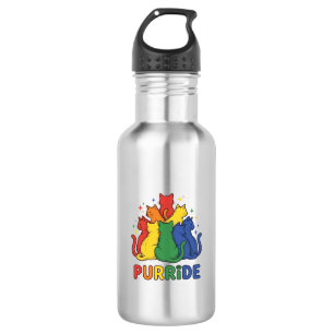 Purride Rainbow-Katze Vintage-Vektordesign_1 Edelstahlflasche