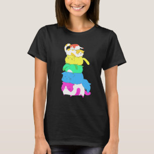 Purride Rainbow Lgbt Cat Pile Feline Gay Pride Cat T-Shirt