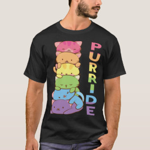 Purride Regenbogenfarbe Katze Schwul LGBT Stolz T-Shirt