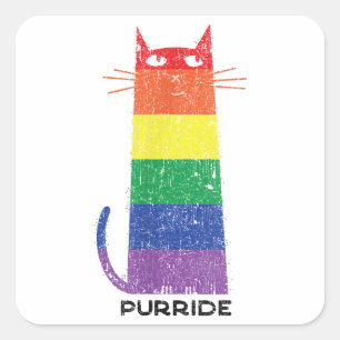 Purride Shirt LGBT Funny Gay Pride Cat Sprichwort  Quadratischer Aufkleber