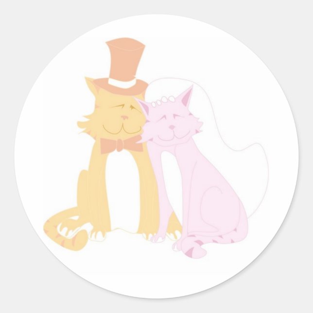 Purring Wedding Cats Runder Aufkleber (Vorderseite)