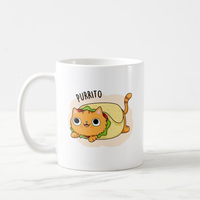 Purrito Funny Cat Burrito Pun Kaffeetasse (Links)
