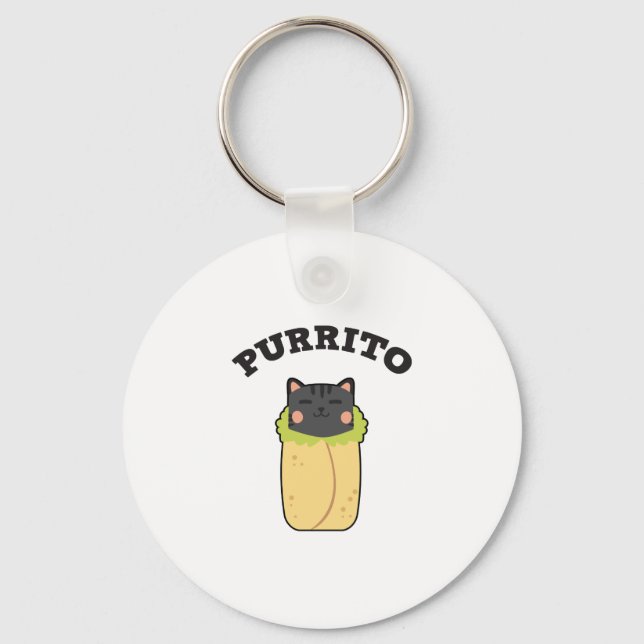 Purrito Funny Cat Pun Cat Lover Burrito Mexican Schlüsselanhänger (Vorderseite)