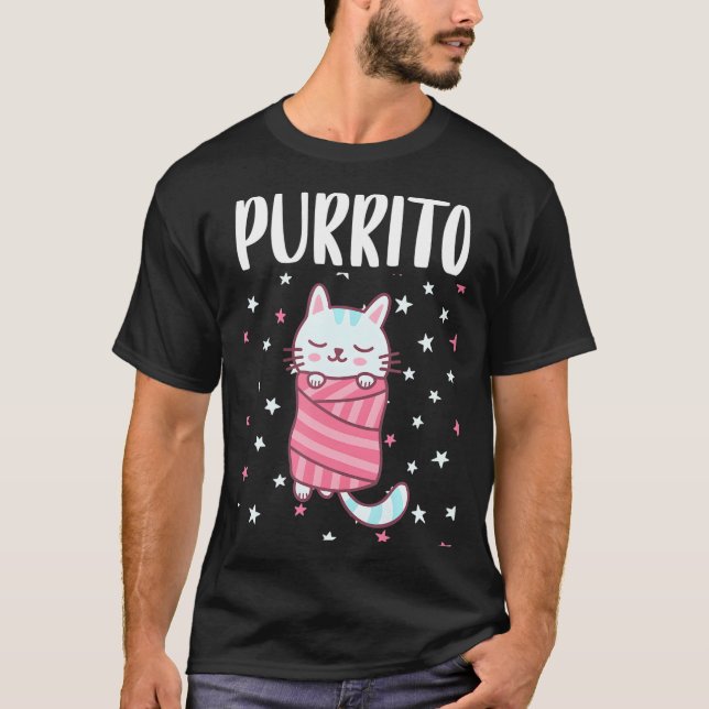 Purrito Funny Kawaii Katze in einem Burrito Kitty  T-Shirt (Vorderseite)