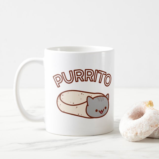 PURRITO Katzen-Tasse - KatzeBurrito Kaffeetasse (Mit Donut)