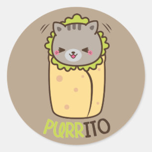Purrito Kitty Cat Burrito Runder Aufkleber