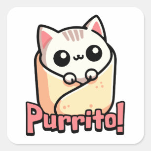 Purrito! Niedlich Burrito Cat Pun Quadratischer Aufkleber