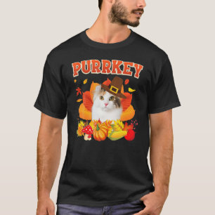 Purrkey American Curl Cat Urkey Hanksgiving Fall P T-Shirt
