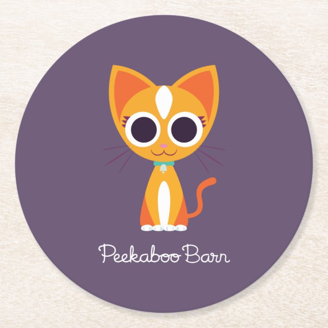 Purrl die Katze Runder Pappuntersetzer (Vorderseite)