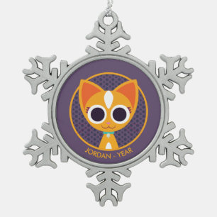 Purrl die Katze Schneeflocken Zinn-Ornament