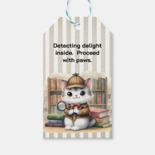 Purrlock Holmes Detective Kitten in Bibliothek Geschenkanhänger