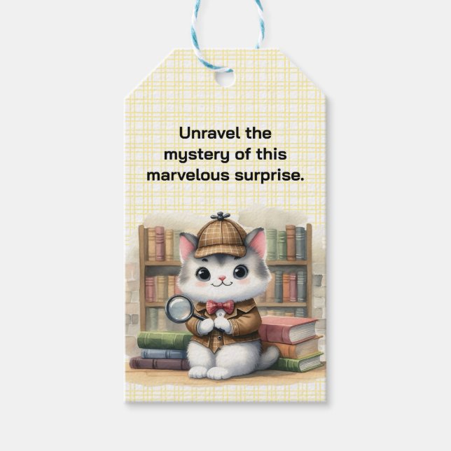 Purrlock Holmes Detective Kitten Library Geschenkanhänger (Vorderseite)