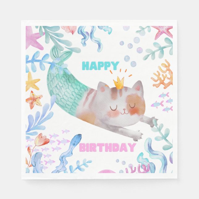 PurrMaid Birthday Napkin Serviette (Vorderseite)