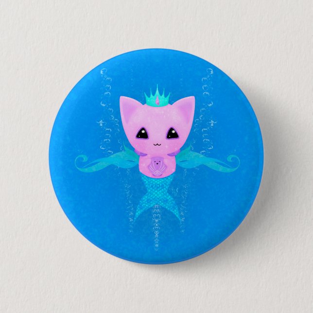 Purrmaid - Kawaii Mermaid Cat Button (Vorderseite)