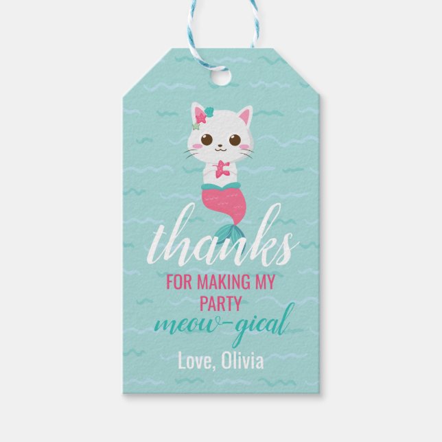 Purrmaid Mermaid Kitty Birthday Favor Geschenkanhänger (Vorderseite)
