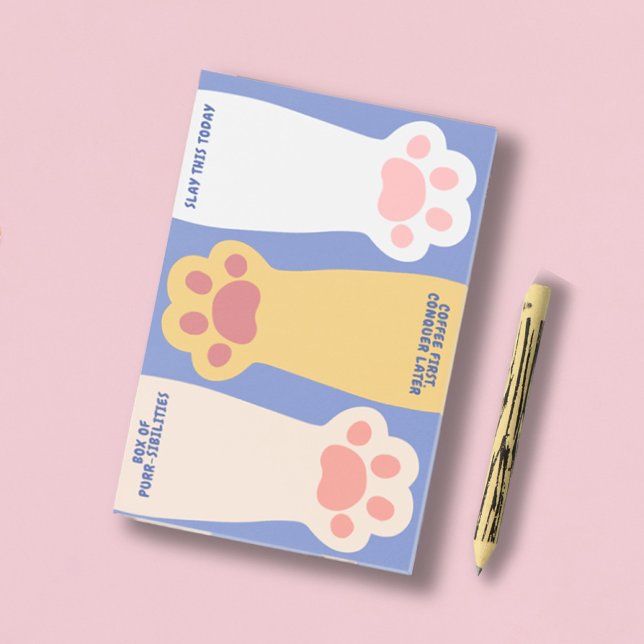 Purrosafarbene Toe Bohnen Katzenpaws Priorität zu  Post-it Klebezettel (Purr-fectly Pink Toe Beans Cat Paws Priority To Do Post-it Notes)