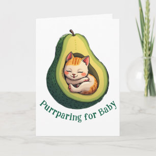 Purrparing for Baby Cute Avocado Cat Pregnancy Karte