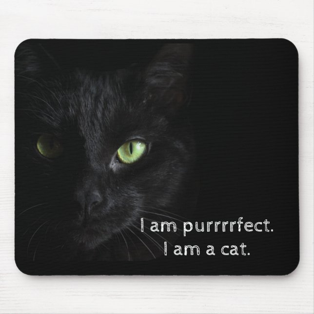 Purrrrfect schwarze Katze - Mausunterlage Mousepad (Vorne)