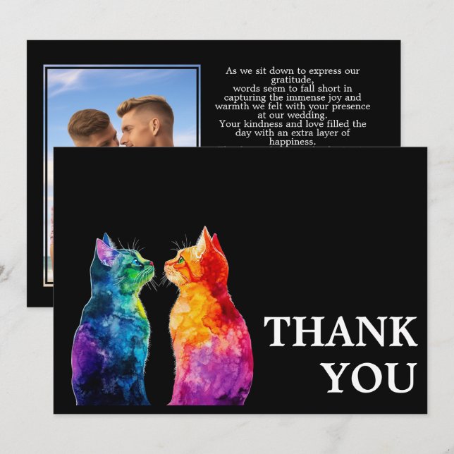 🌈 Purrtly Yours: Rainbow Liebe Dankeskarte (Vorne/Hinten)