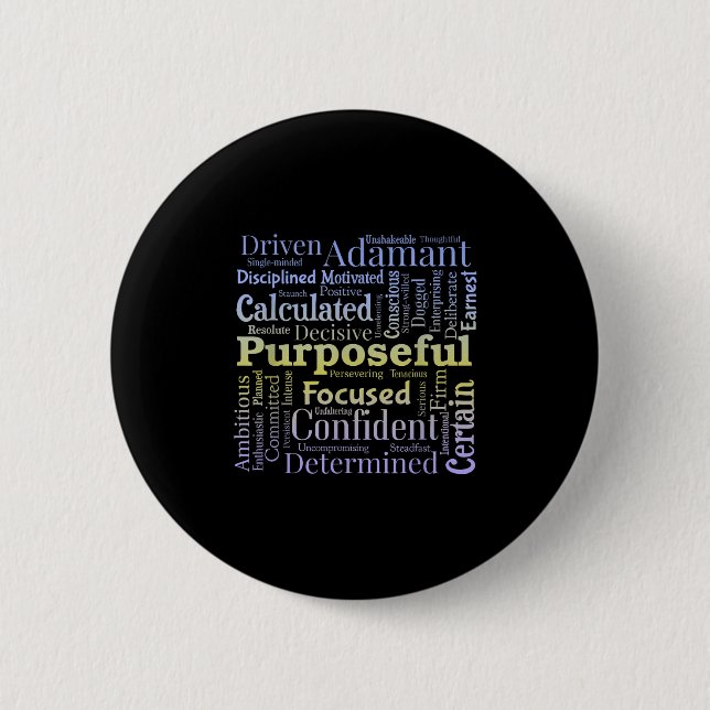 Purseful Word Cloud Art Achiever Motivation Insrat Button (Vorderseite)