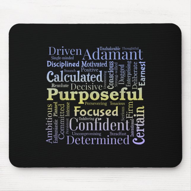 Purseful Word Cloud Art Achiever Motivation Insrat Mousepad (Vorne)
