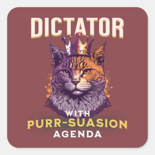Pursuasion Agenda Funny Cat Design Quadratischer Aufkleber