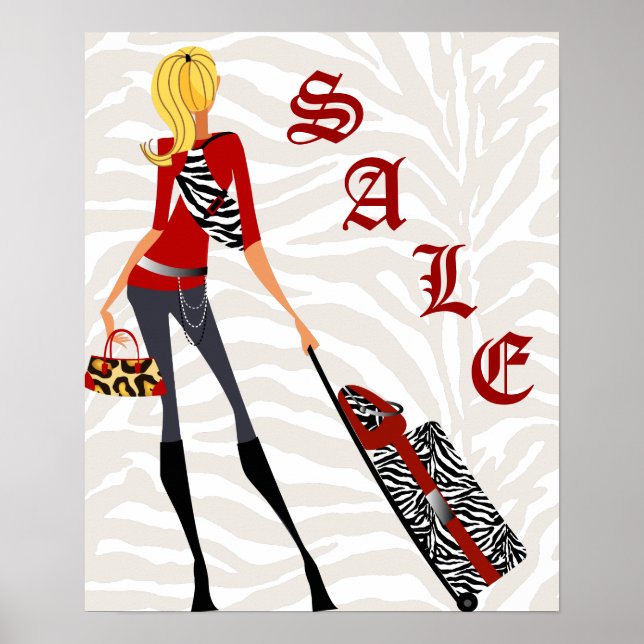 Pursuit Sale Poster Zebra Leopard Red Tan (Vorne)