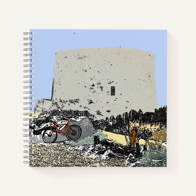 Push Bike und Martello Tower Hythe Kent Notebook Notizbuch (Vorderseite)