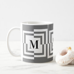 Push Pull Modern Square Monogram Kaffeetasse