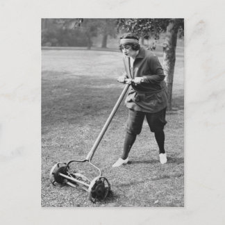 Push Reel Mower, 1910er Postkarte